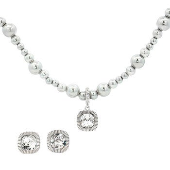 Mayfer, Juego de Collar y Aretes, Plata .925, con Cristal Austríaco Mayfer, Juego de Collar y Aretes, Plata .925, con Cristal Austríaco
