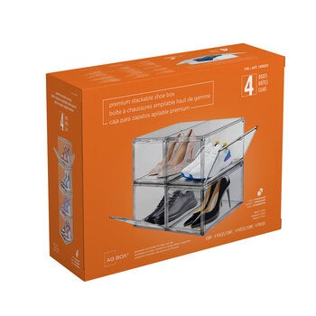 AG Box, Set de 4 Cajas de Zapatos Apilables Modelo Payton, Transparente AG Box, Set de 4 Cajas de Zapatos Apilables Modelo Payton, Transparente