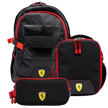 Mochila con Lonchera y Lapicera Ferrari