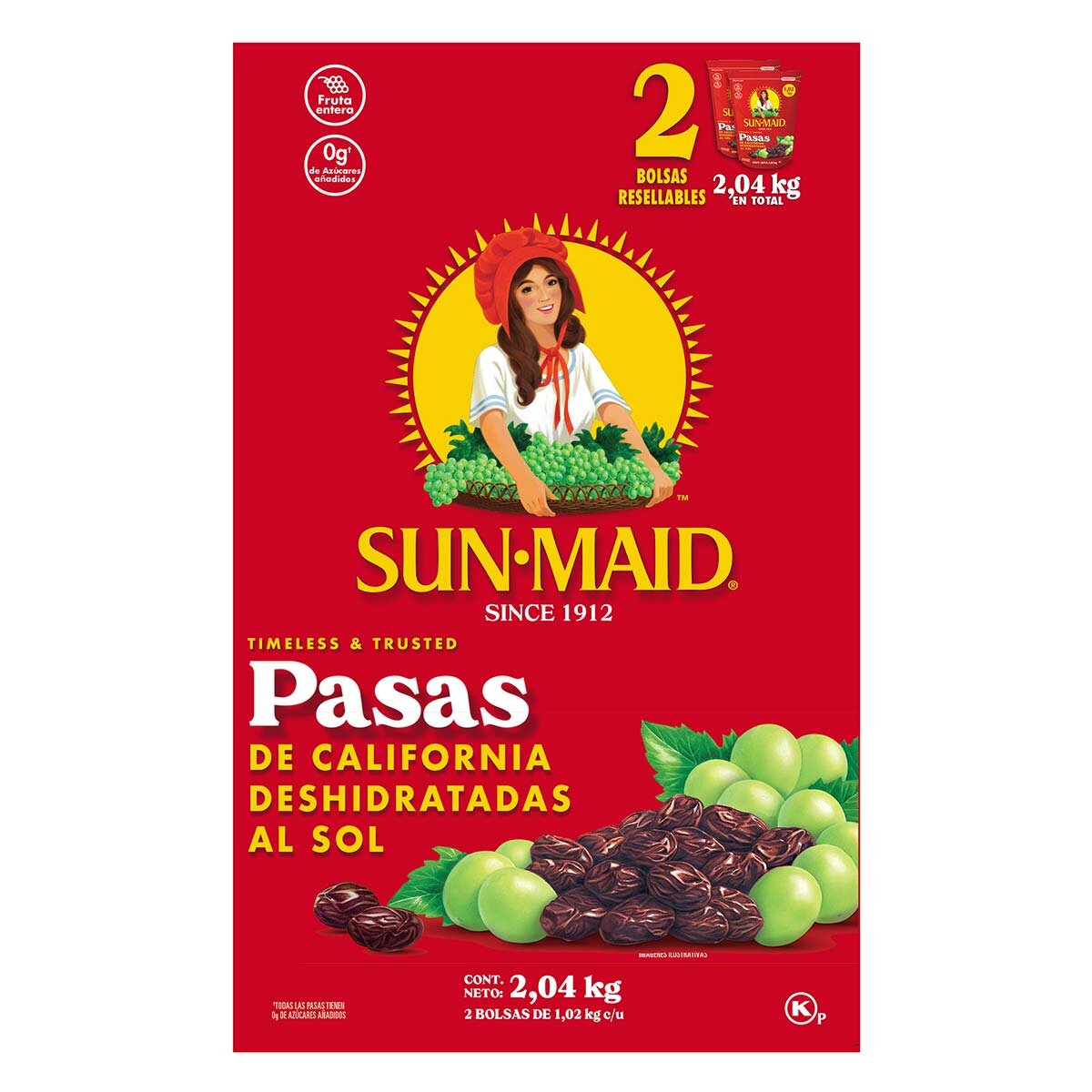 Sun Maid Pasas de California 2 pzas de 1 kg