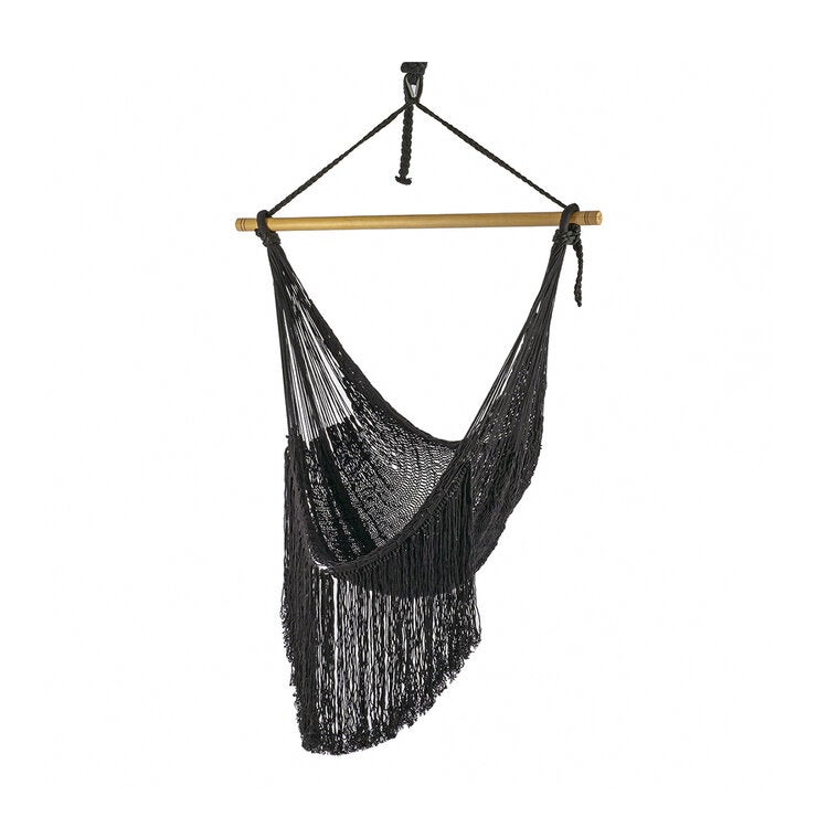 Arte Mayab, Hamaca Estilo Columpio Tejido, de Algodón, Color Negro, para una Persona Arte Mayab, Hamaca Estilo Columpio Tejido, de Algodón, Color Negro, para una Persona