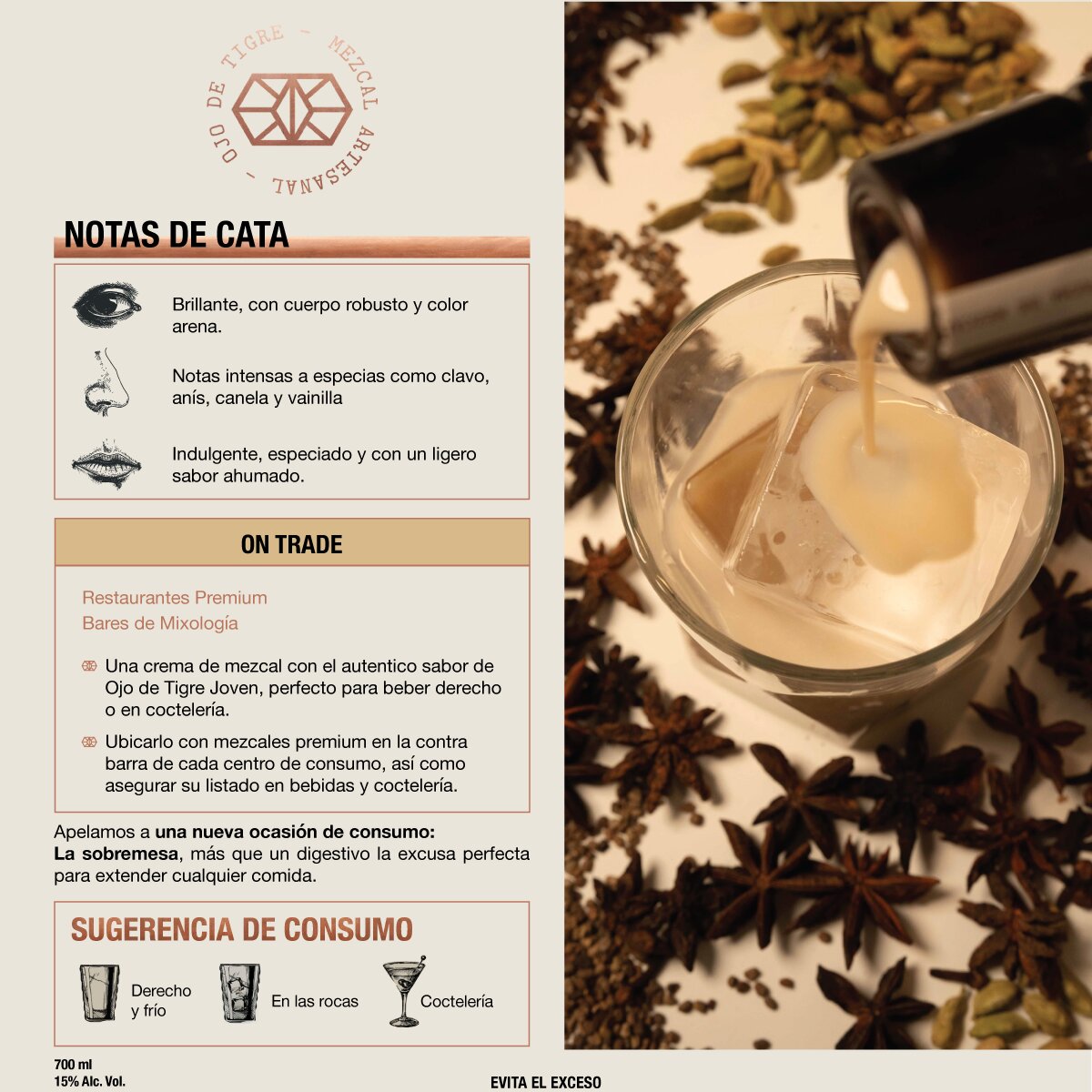 Ojo de Tigre Crema de Mezcal 700 ml Ojo de Tigre Crema de Mezcal 700 ml