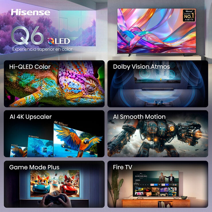 Hisense Pantalla 75" HI-QLED 4K Fire TV 75QD6SFM Hisense Pantalla 75" HI-QLED 4K Fire TV 75QD6SFM