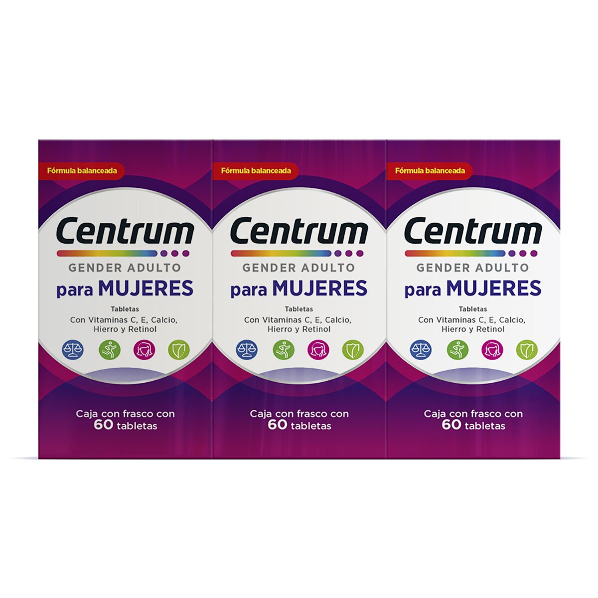 Centrum para Mujeres 3 cajas de 60 tabletas cada uno Centrum para Mujeres 3 cajas de 60 tabletas cada uno