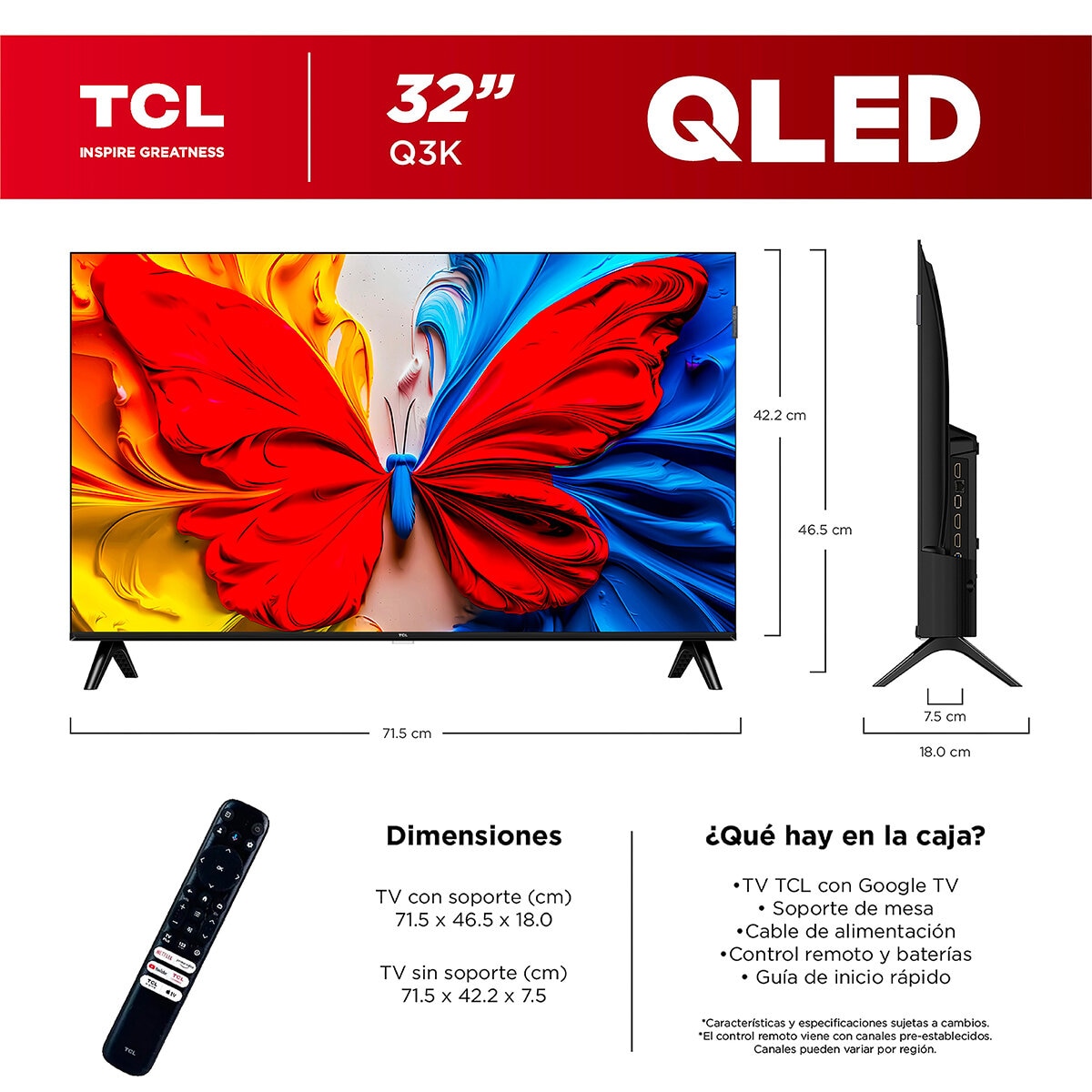 TCL Pantalla 32" QLED FHD Google TV TCL Pantalla 32" QLED FHD Google TV