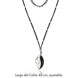 Mayfer, Dije de Hoja en Cordón Negro Ajustable