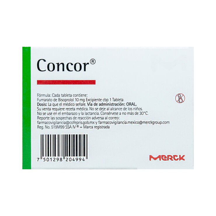 Concor 10 mg 30 Tabletas Concor 10 mg 30 Tabletas