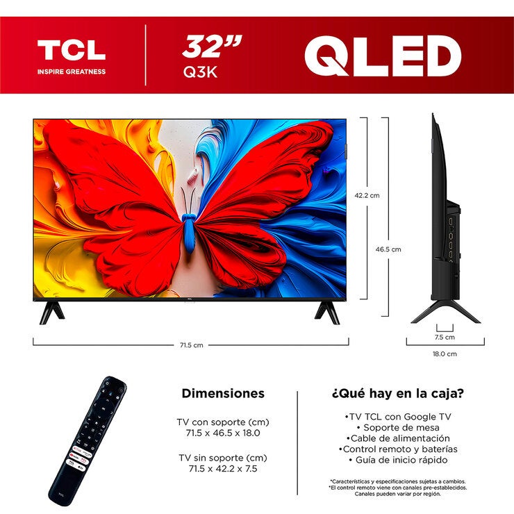 TCL Pantalla 32" QLED FHD Google TV TCL Pantalla 32" QLED FHD Google TV