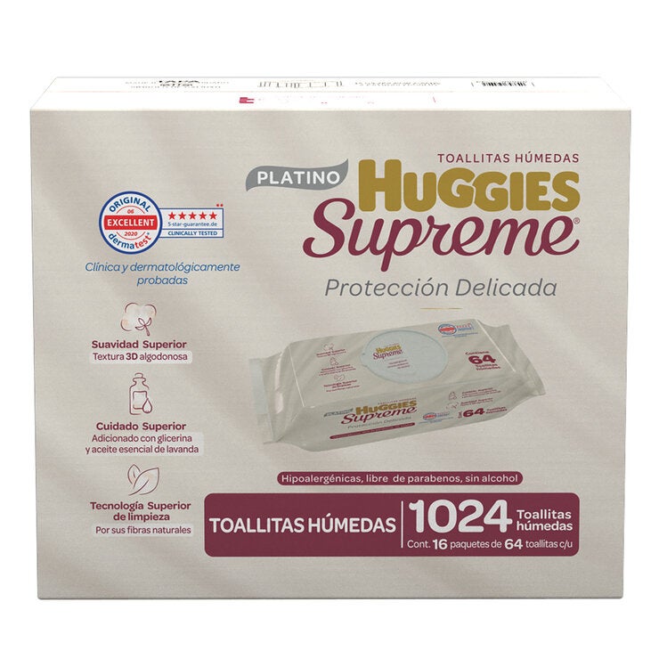 Huggies Supreme Platino Toallitas Húmedas para Bebé 1,024 pzas Huggies Supreme Platino Toallitas Húmedas para Bebé 1,024 pzas