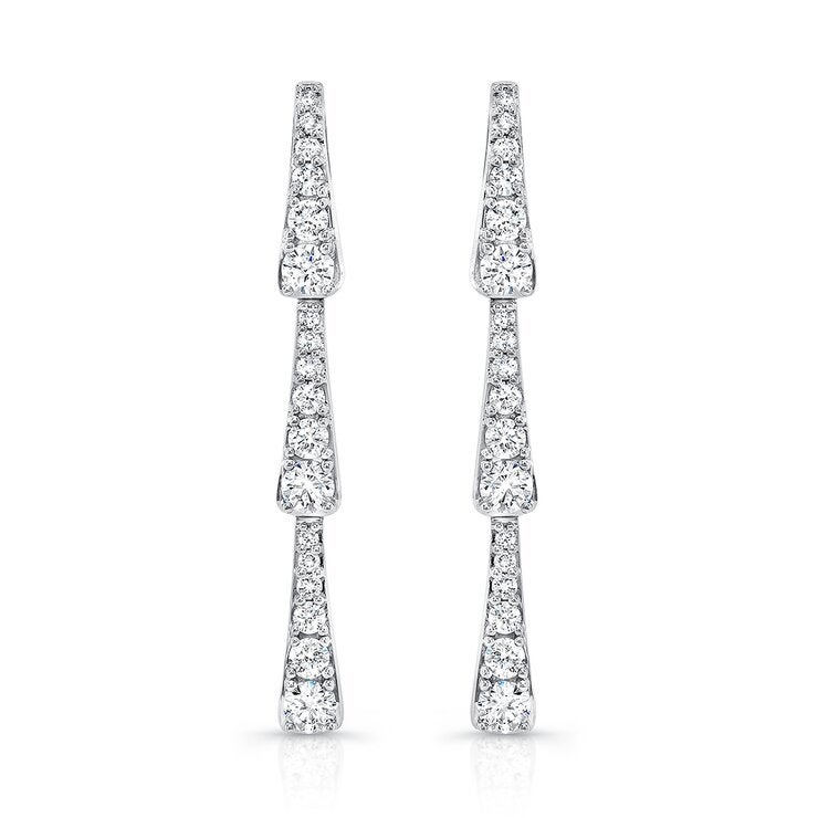 Aretes Colgantes de Diamantes 1.28ctw, en Oro Blanco 18K Aretes Colgantes de Diamantes 1.28ctw, en Oro Blanco 18K