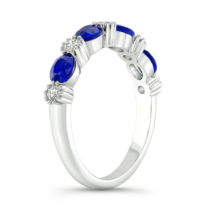 Anillo de Zafiro Azul y Diamantes 0.25ctw, Oro Blanco de 14K Anillo de Zafiro Azul y Diamantes 0.25ctw, Oro Blanco de 14K