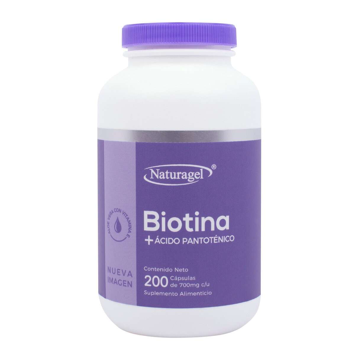 Naturagel Biotina + Ácido Pantoténico Aloe Vera con Vitamina E 200 Cápsulas