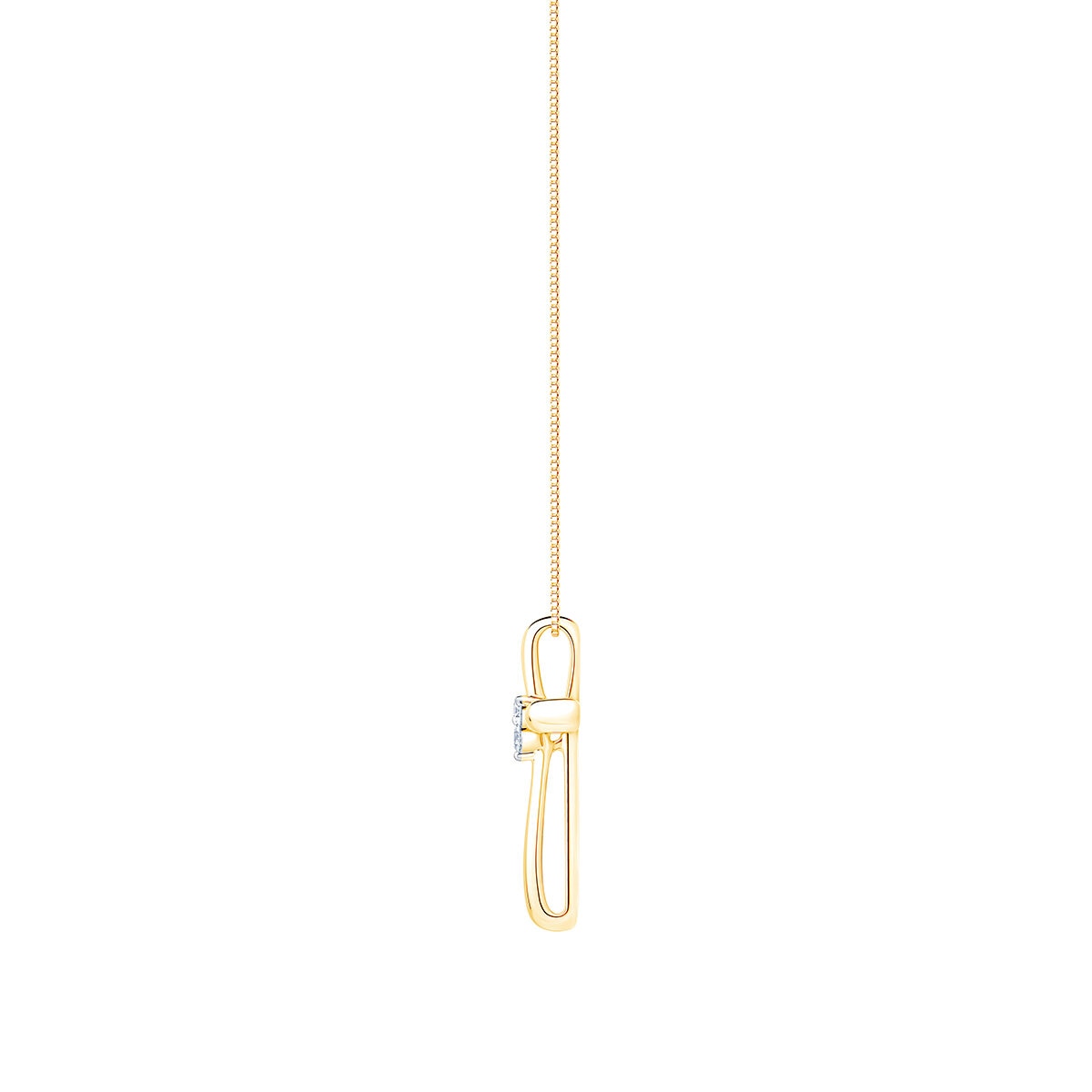 Dije de Cruz de Diamantes, 0.12ctw, Oro Amarillo de 14K, 45.72cm