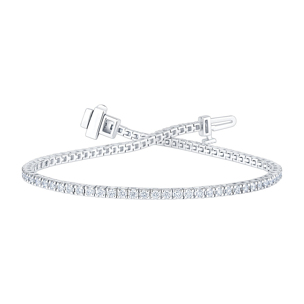 1.00ctw, Pulsera Tenis de Diamantes, 17.78cm, Corte Redondo, Oro Blanco 14K