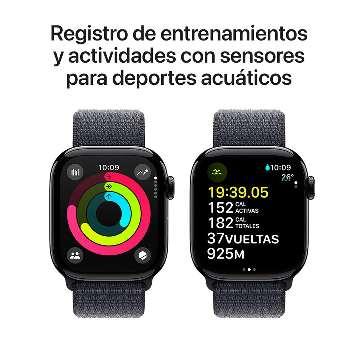 Apple Watch S10 (GPS) Caja de aluminio negro azabache 42mm con correa loop tinta