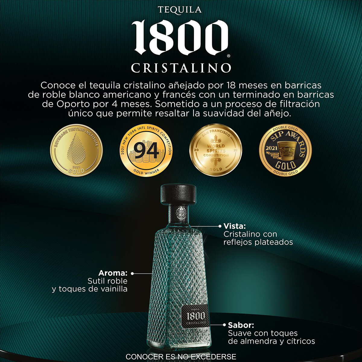 Tequila 1800 Añejo Cristalino 700 ml