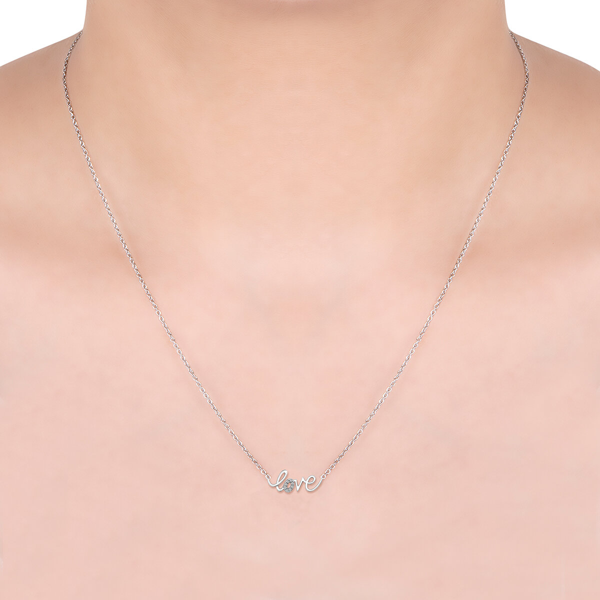 Dije de 'Love' de Diamantes, 0.05ctw, Oro Blanco 14K Dije de 'Love' de Diamantes, 0.05ctw, Oro Blanco 14K