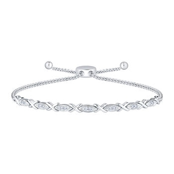 Pulsera Bolo de Diamantes 0.10ctw, Oro Blanco de 14K