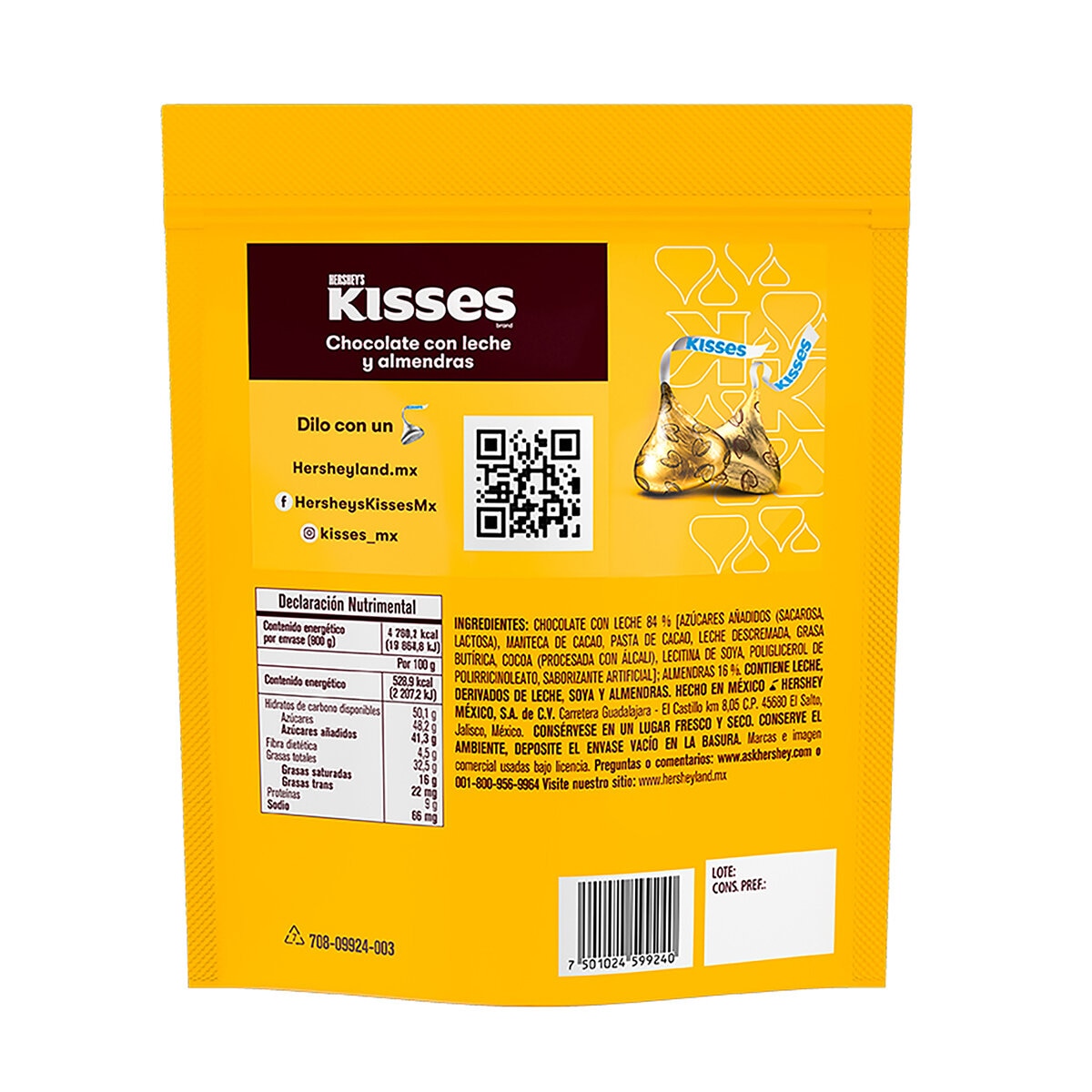Hershey's Kisses Chocolates y Almendras 900 g Hershey's Kisses Chocolates y Almendras 900 g