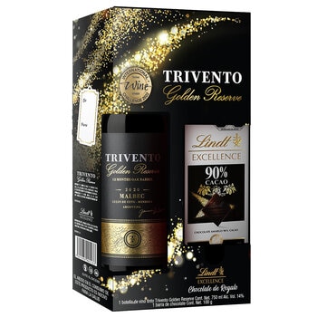 Vino Tinto Trivento Golden Reserve Malbec 750 ml + Lind Barra de Chocolate Amargo 100 g