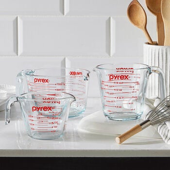 Pyrex Juego de 3 Tazas Medidoras de Vidrio Pyrex Juego de 3 Tazas Medidoras de Vidrio