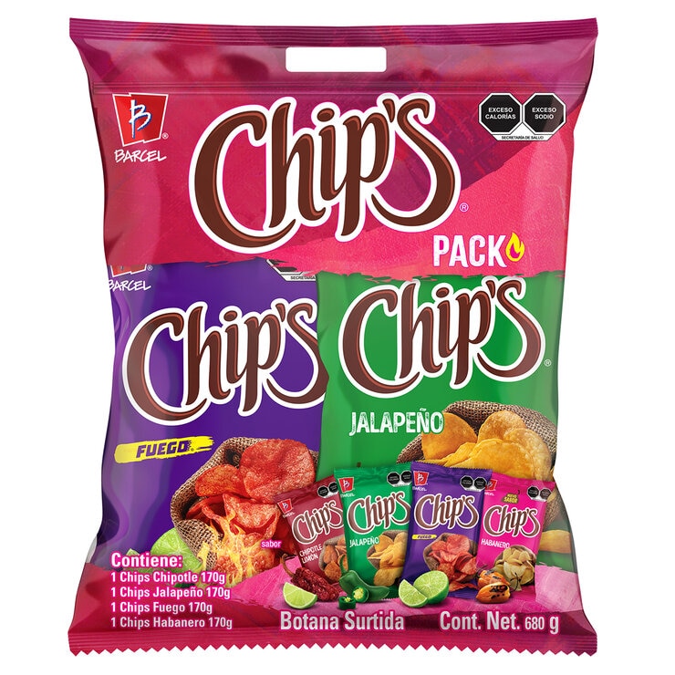 Chip's Papas Surtidas 4 pzas de 170 g