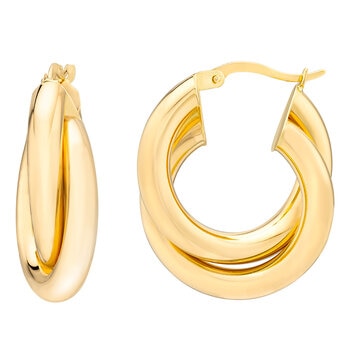 Aretes, Arracadas de Doble Fila, Oro Amarillo 14K Aretes, Arracadas de Doble Fila, Oro Amarillo 14K