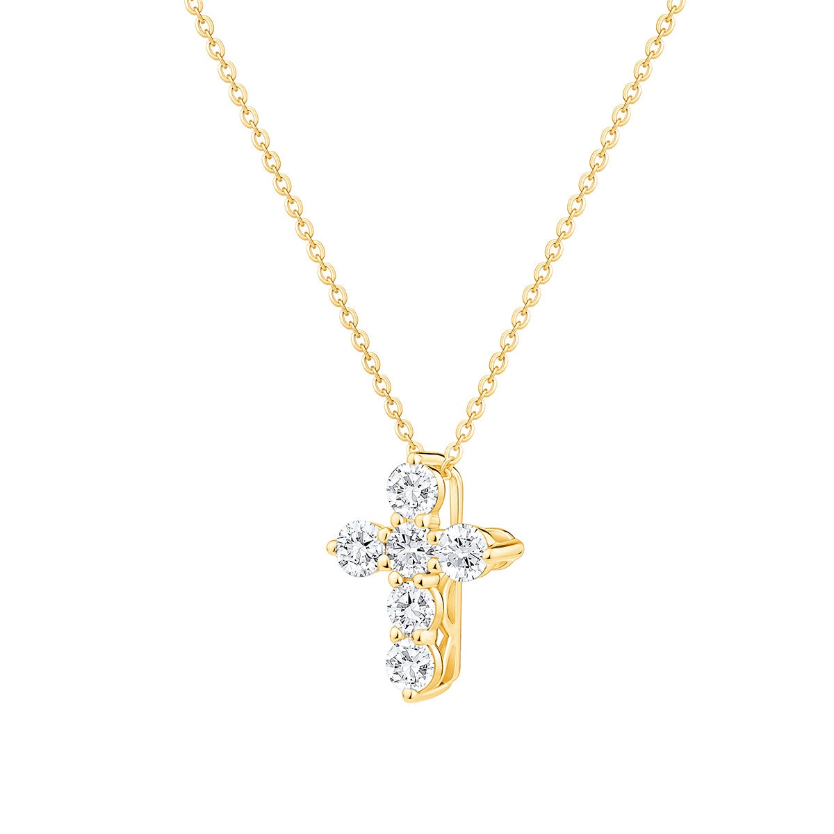 Collar con Dije de Cruz, Oro de 14 K, 0.50 CT Collar con Dije de Cruz, Oro de 14 K, 0.50 CT