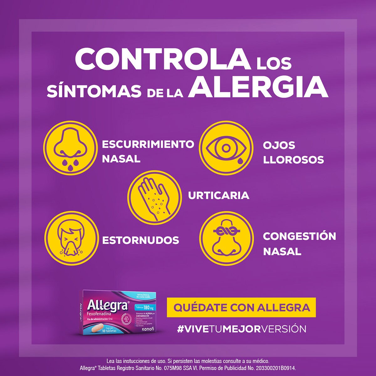 Allegra Tabletas 180mg 2 Cajas de 10 Tabletas c/u Allegra Tabletas 180mg 2 Cajas de 10 Tabletas c/u