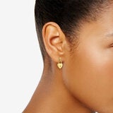 Aretes de Candado de Corazon, Oro Amarillo 14K Aretes de Candado de Corazon, Oro Amarillo 14K