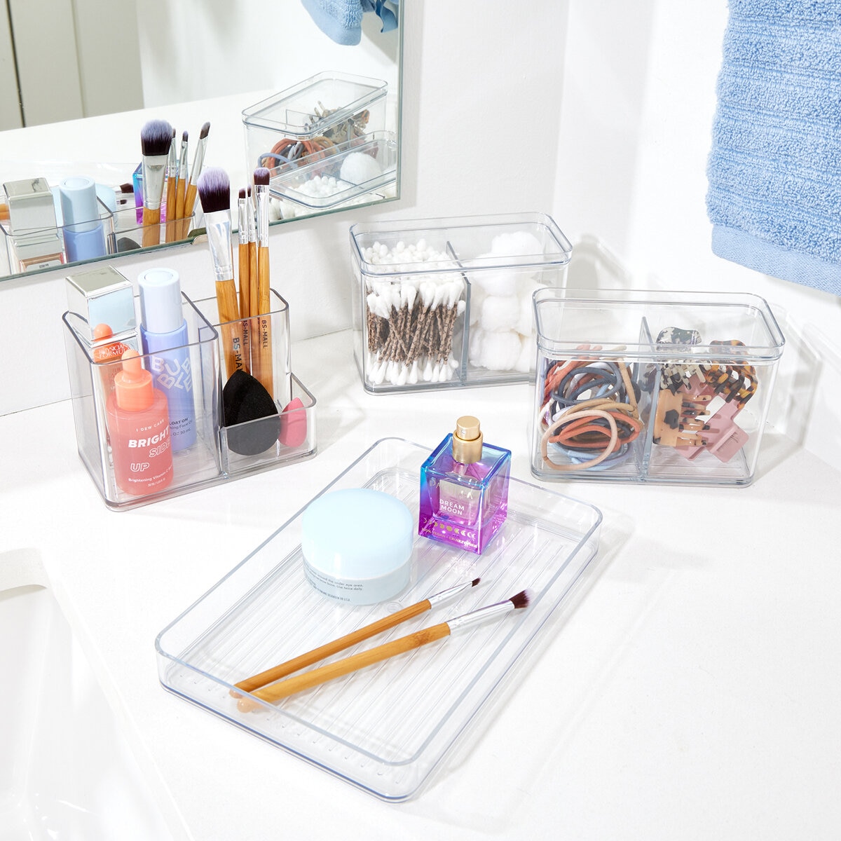 IDesign Organizador de Plástico Reciclado Transparente de 4 Piezas IDesign Organizador de Plástico Reciclado Transparente de 4 Piezas