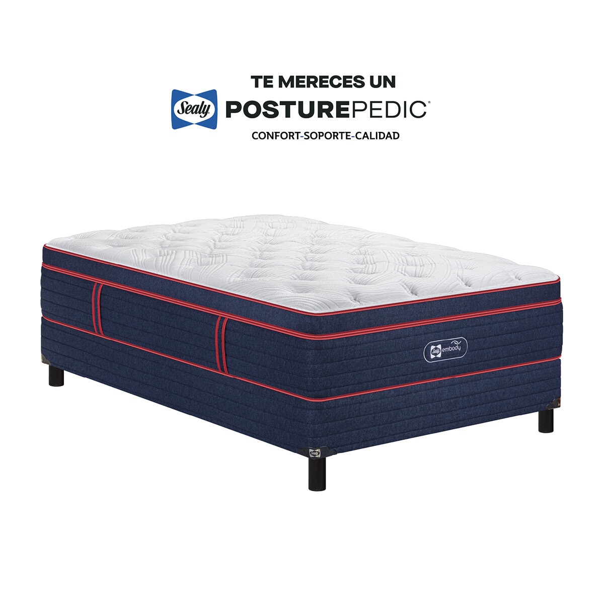 Sealy, Embody Soft Red, Colchón y Box Matrimonial Sealy, Embody Soft Red, Colchón y Box Matrimonial