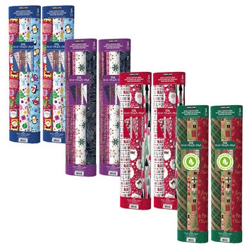 Kirkland Signature Paquete de 3 Rollos de Papel para Envolver con Diseños Navideños Varios Modelos