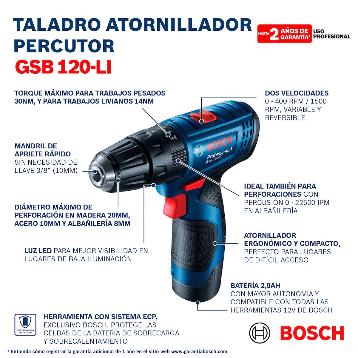 Bosch, Combo Atornillador + Llave de impacto 12V Bosch, Combo Atornillador + Llave de impacto 12V