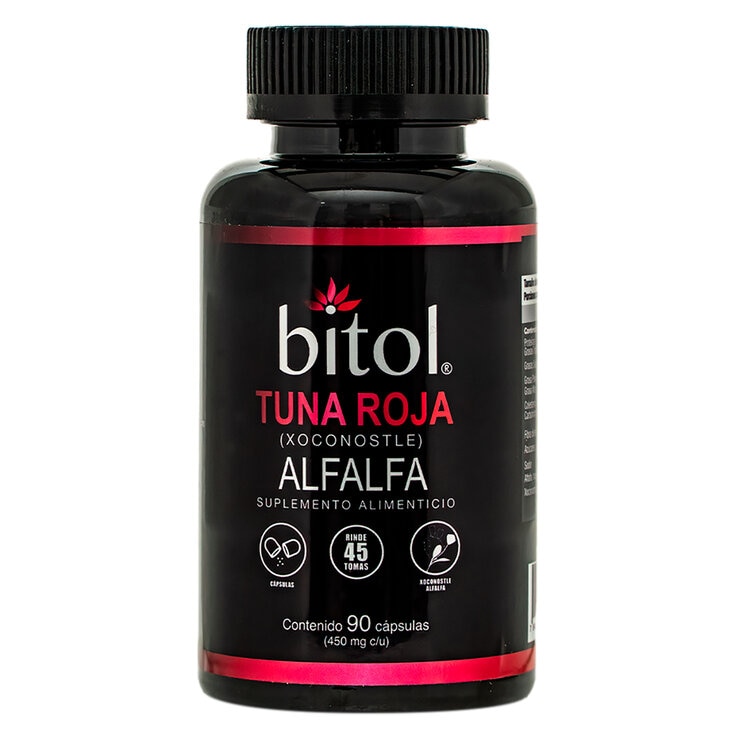 Bitol Suplemento Alimenticio de Tuna Roja (Xoconostle) y Alfalfa 90 Cápsulas