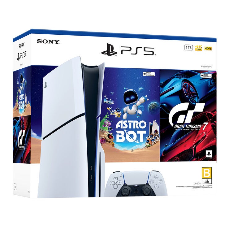 PlayStation 5: Consola Slim Estándar de 1TB + 2 Videojuegos + Estación de Carga PlayStation 5: Consola Slim Estándar de 1TB + 2 Videojuegos + Estación de Carga