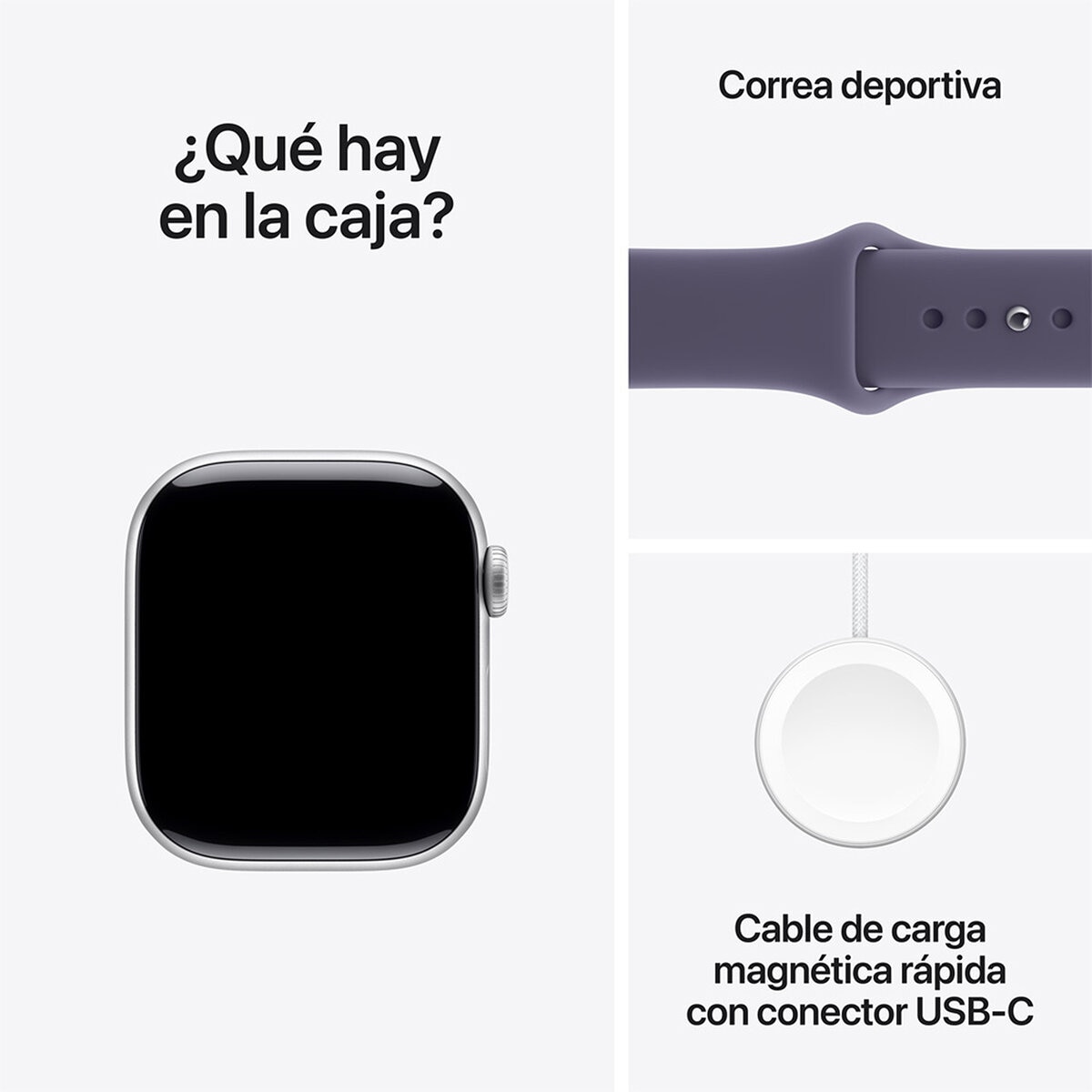 Apple Watch Series 11 (GPS + Celular) 42mm Aluminio Plata + Correa Deportiva Morado Niebla + Talla S/M Apple Watch Series 11 (GPS + Celular) 42mm Aluminio Plata + Correa Deportiva Morado Niebla + Talla S/M