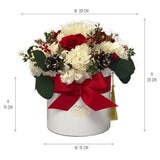 Bouquet Navidad, Listón Rojo, Caja Blanca