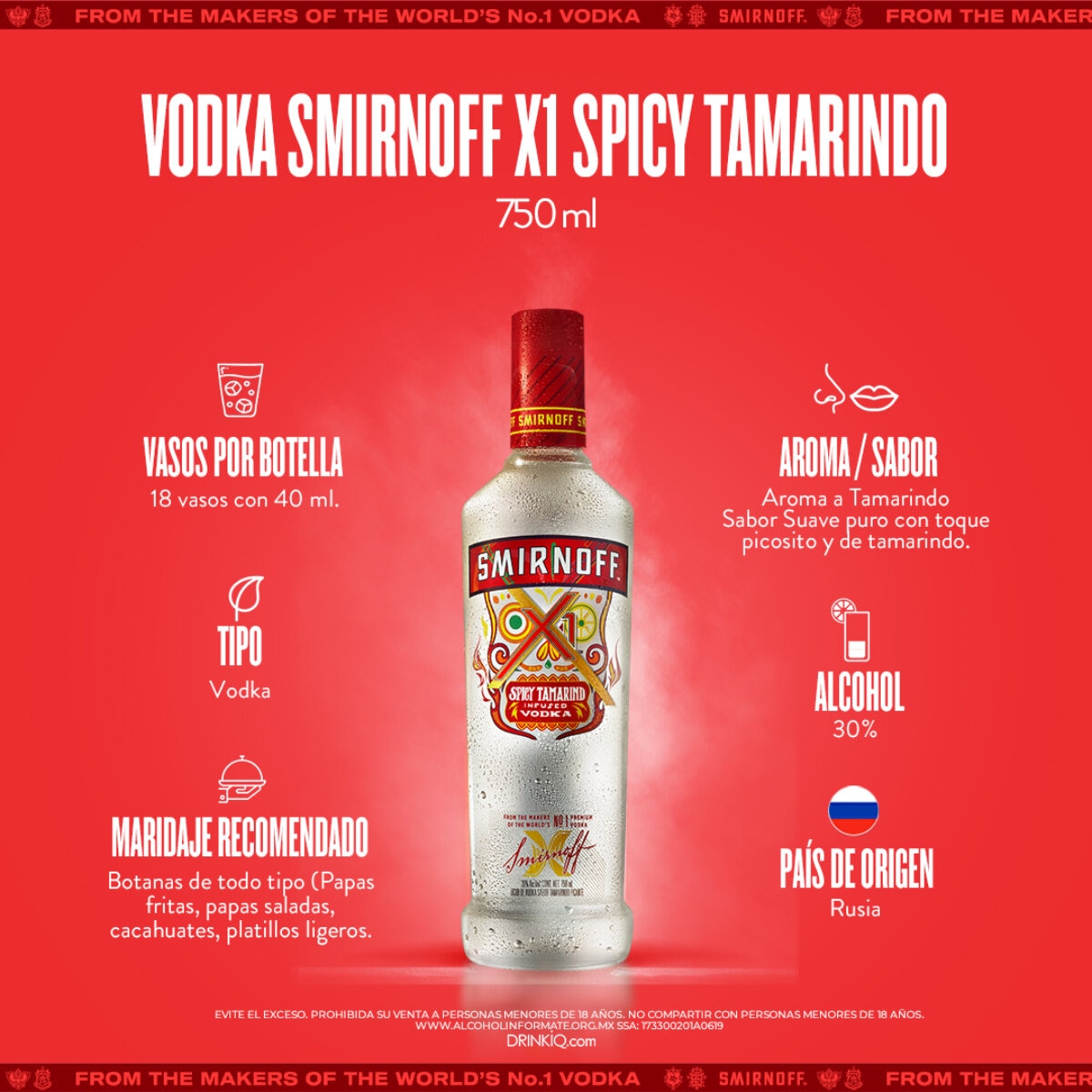 Vodka Smirnoff X1 Tamarindo 6/750 ml