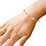 Pulsera Religiosa, Oros Amarillo, Blanco y Rosa de 14K