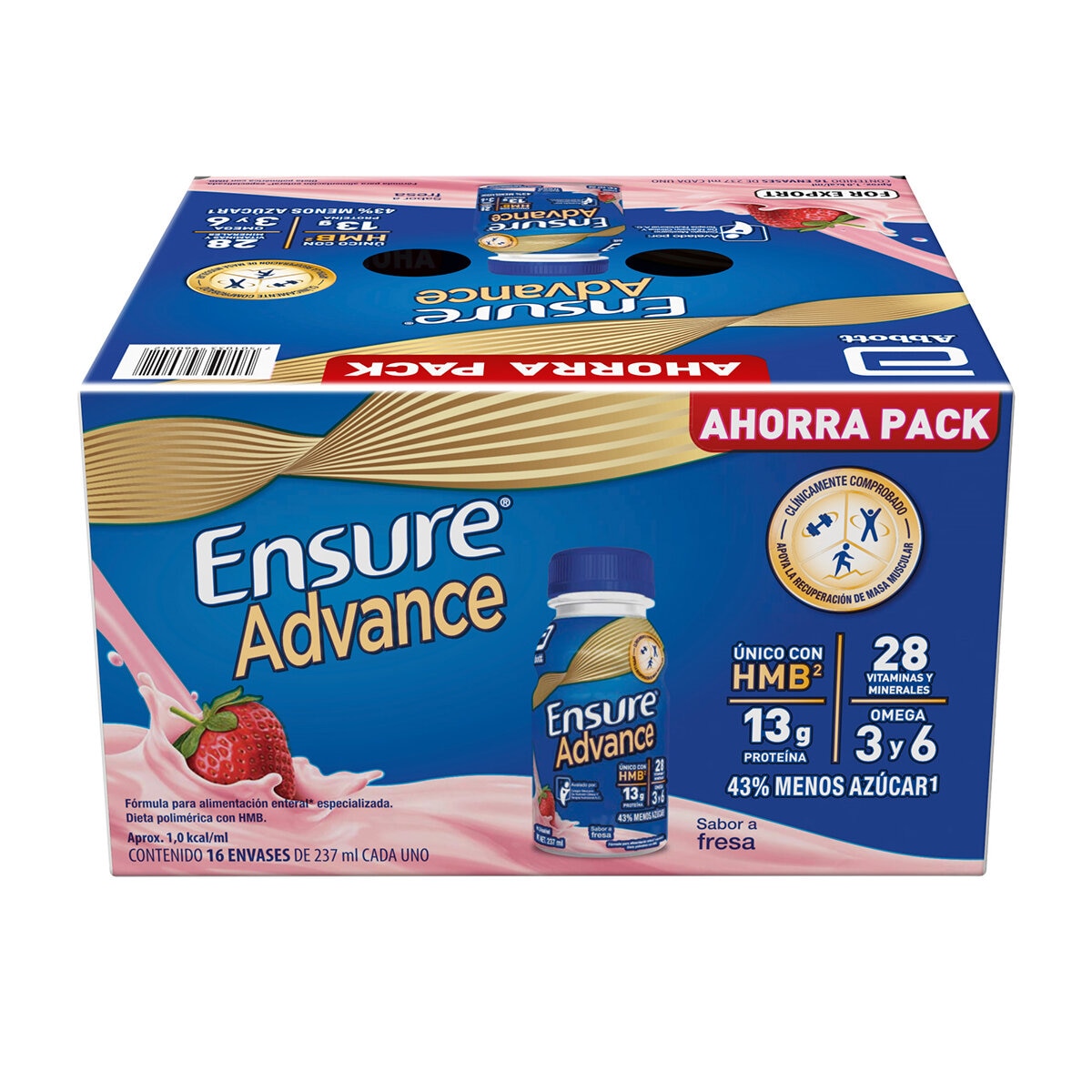 Ensure Advance Suplemento Alimenticio Sabor Fresa 16 pzas de 237 ml Ensure Advance Suplemento Alimenticio Sabor Fresa 16 pzas de 237 ml