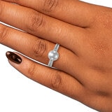 Anillo de Perla Cultivada, Oro Blanco de 14K Anillo de Perla Cultivada, Oro Blanco de 14K