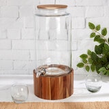 Studio Tu. Dispensador de Vidrio con Base de Madera de Acacia para Bebidas de 8.3L Studio Tu. Dispensador de Vidrio con Base de Madera de Acacia para Bebidas de 8.3L
