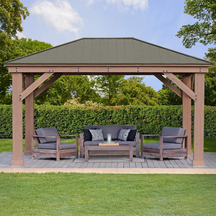 Yardistry Pérgola de Madera con Techo de Aluminio de 3.7m x 4.9m Yardistry Pérgola de Madera con Techo de Aluminio de 3.7m x 4.9m