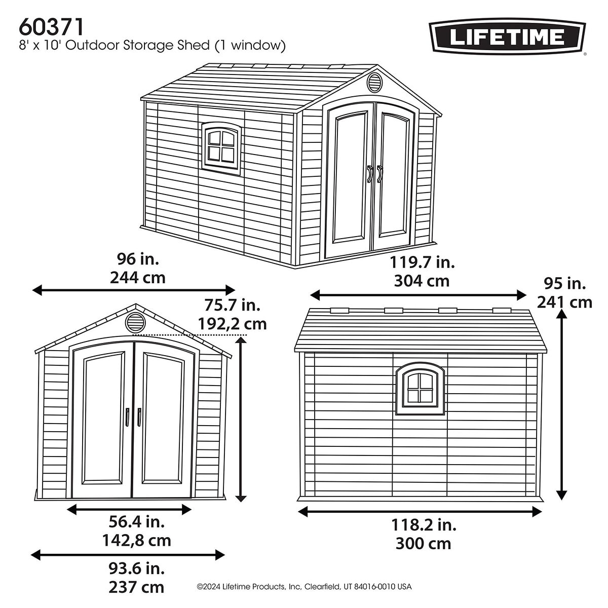 Lifetime, Cobertizo de 2.4 m x 3 m