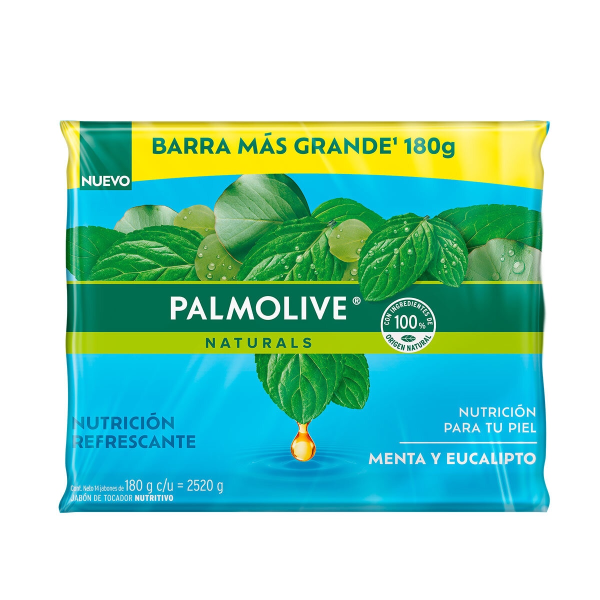 Palmolive Naturals Jabón en Barra de Menta y Eucalipto 14 pz de 180 gr