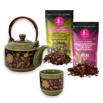Zoma Tea Collection Juego de Tetera de Porcelana de 750 ml con 6 tazas y 2 sobres de té Zoma Tea Collection Juego de Tetera de Porcelana de 750 ml con 6 tazas y 2 sobres de té