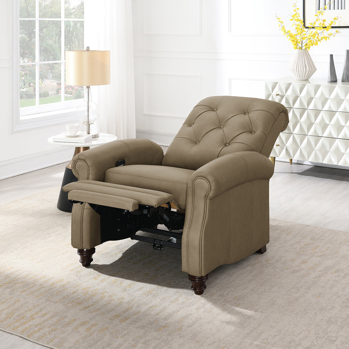 Simon Li Furniture, Sillón Reclinable de Piel con Sistema Eléctrico Simon Li Furniture, Sillón Reclinable de Piel con Sistema Eléctrico