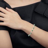 Pulsera de Esmeralda Creada y Diamantes .80ctw, Oro Blanco 14K Pulsera de Esmeralda Creada y Diamantes .80ctw, Oro Blanco 14K