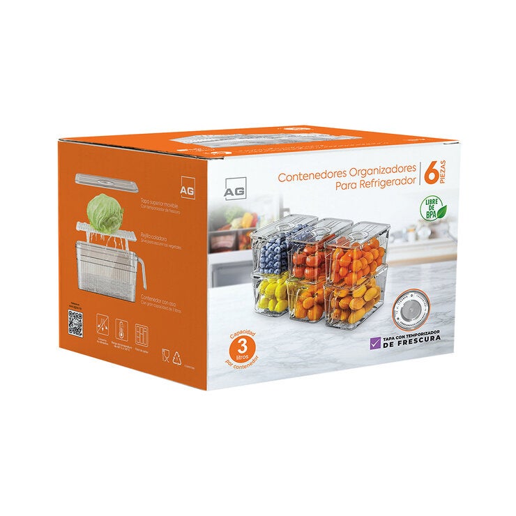 AG Box, Organizador para Refrigerador, 6 Piezas AG Box, Organizador para Refrigerador, 6 Piezas